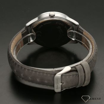 Zegarek męski Bruno Calvani BC90273 Silver szary pasek. Zegarek męski w kolorze szarym wykonany z najwyższej jakości skóry. Tarcza zegarka w kolorze szarym z białymi indeksami i cyframi w kolorze białym (2).jpg